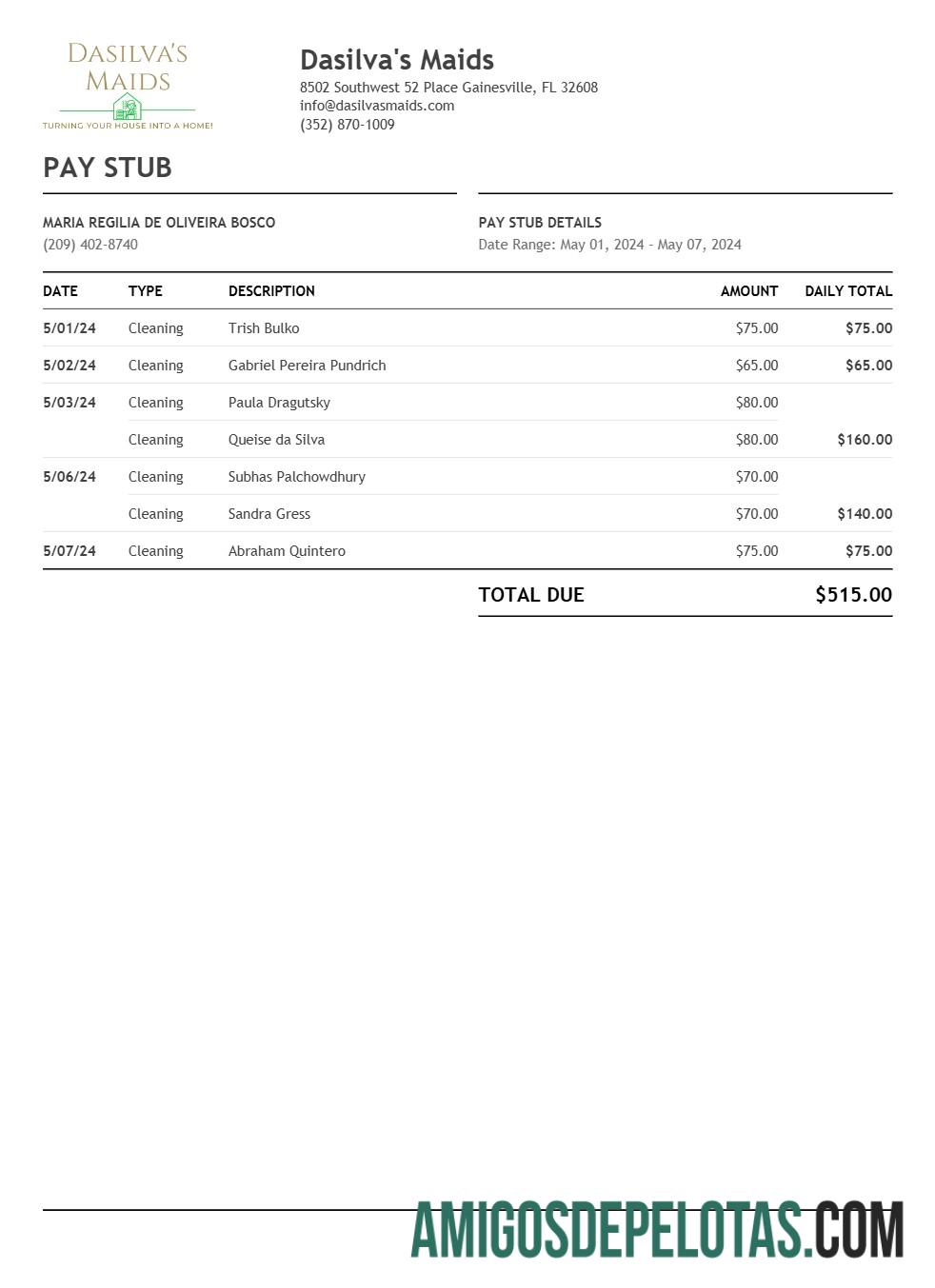 Em branco Modelo de recibo de pagamento de empregada doméstica de Dasilva em formatos Word e PDF.pdf, 1
